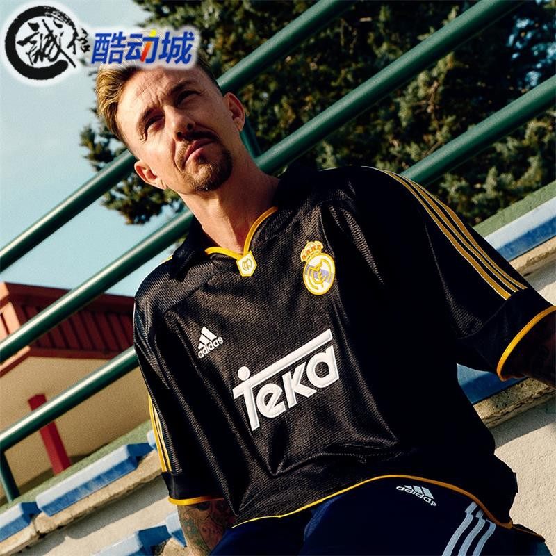 Adidas阿迪达斯男子夏新款皇马足球特别款运动短袖翻领球衣JW1992