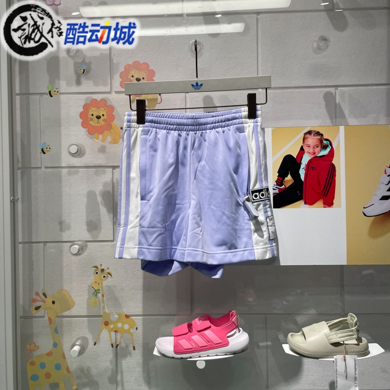 阿迪达斯三叶草女短裤侧开排扣