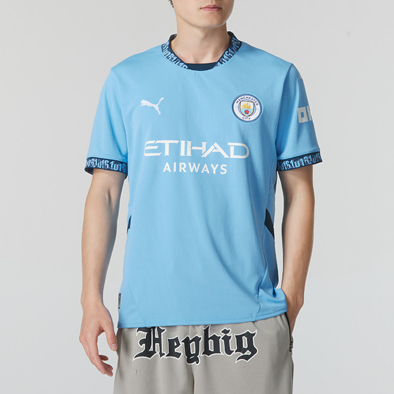 PUMA彪马男子T恤2025春新款曼城主场球迷版短袖足球球衣775075-01