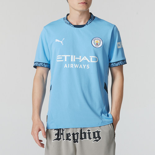 PUMA彪马男子T恤2025春新款曼城主场球迷版短袖足球球衣775075-01
