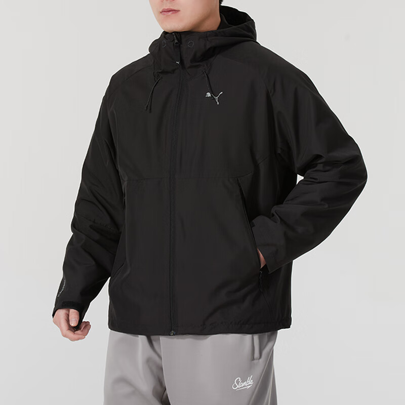 PUMA彪马男装2025春新款运动防风休闲保暖连帽夹克外套 632485-01