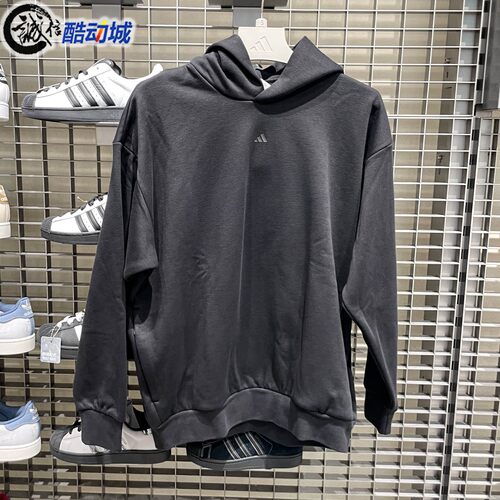 阿迪达斯男女情侣装2025冬新款篮球抓绒运动连帽卫衣套头衫JX5597