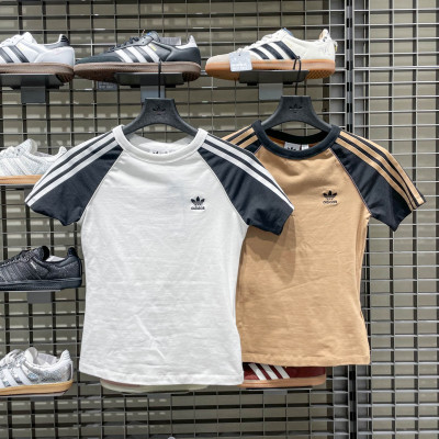 Adidas阿迪达斯女装2025秋复古经典简约运动修身T恤JD0834 JV7192