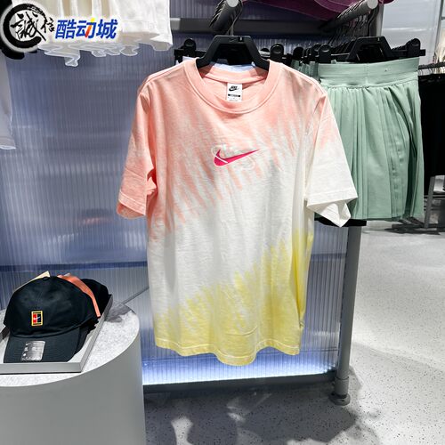 NIKE耐克女装2026夏新款扎染拼色运动休闲宽松短袖T恤 IR7557-378