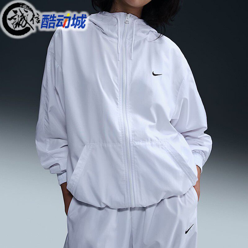 Nike耐克女装2025夏季新款梭织宽松连帽夹克防晒衣FV6299-100-533