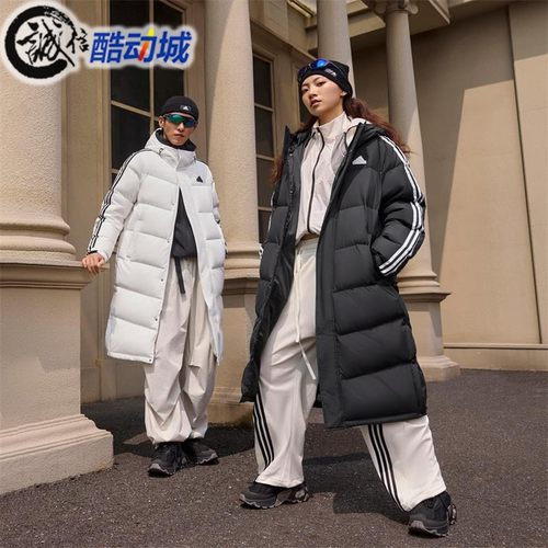 阿迪达斯男女装拒水防泼暖芯科技长款防风600蓬羽绒服JM9152 9122