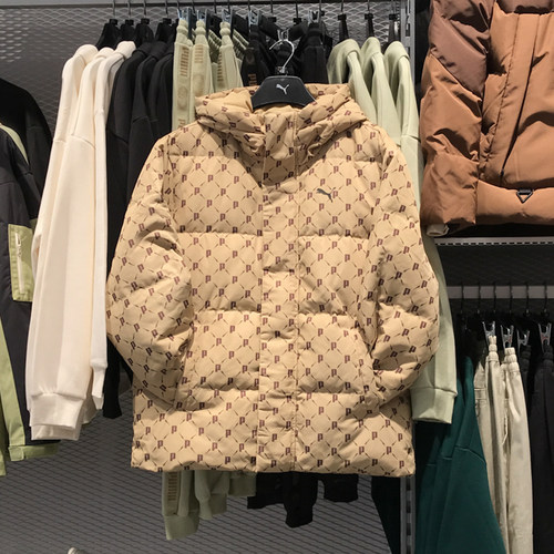 彪马羽绒服男女同款2025春季防风运动保暖休闲连帽外套 685319-84