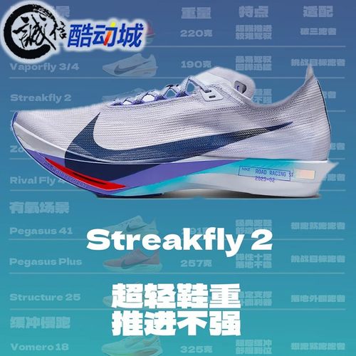 耐克男ZOOMX STREAKFLY 2超轻缓震碳板竞速运动跑步鞋 HF6416-001