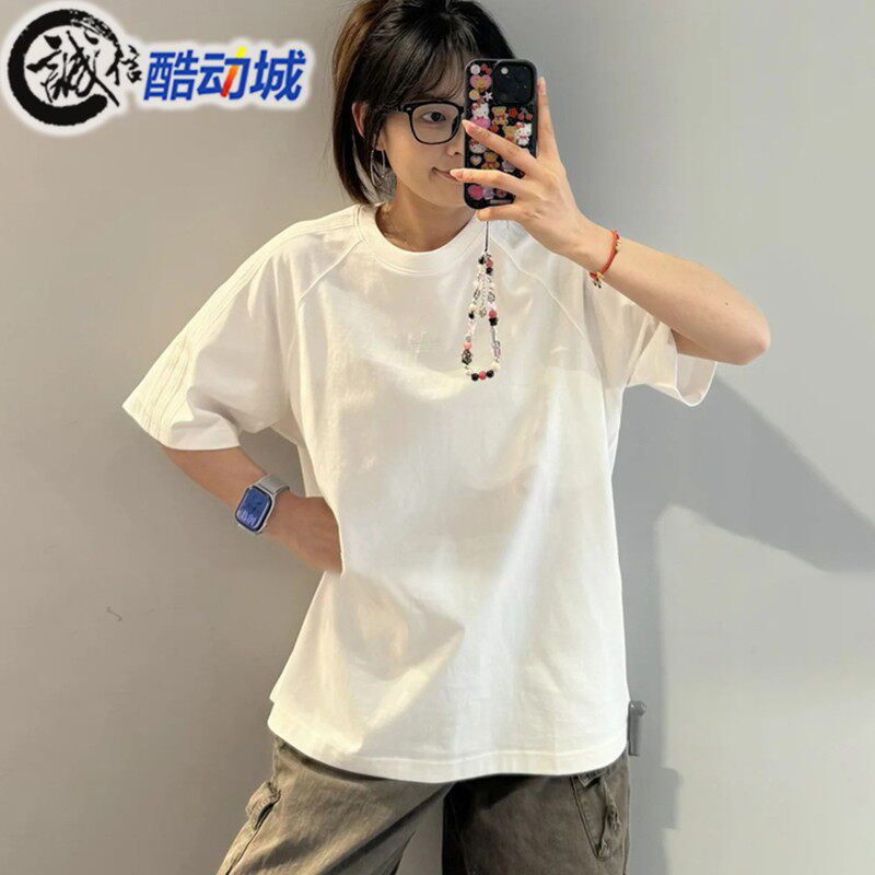 阿迪达斯三叶草男子2025夏新款刺绣logo宽松运动T恤JD3278 JD3280