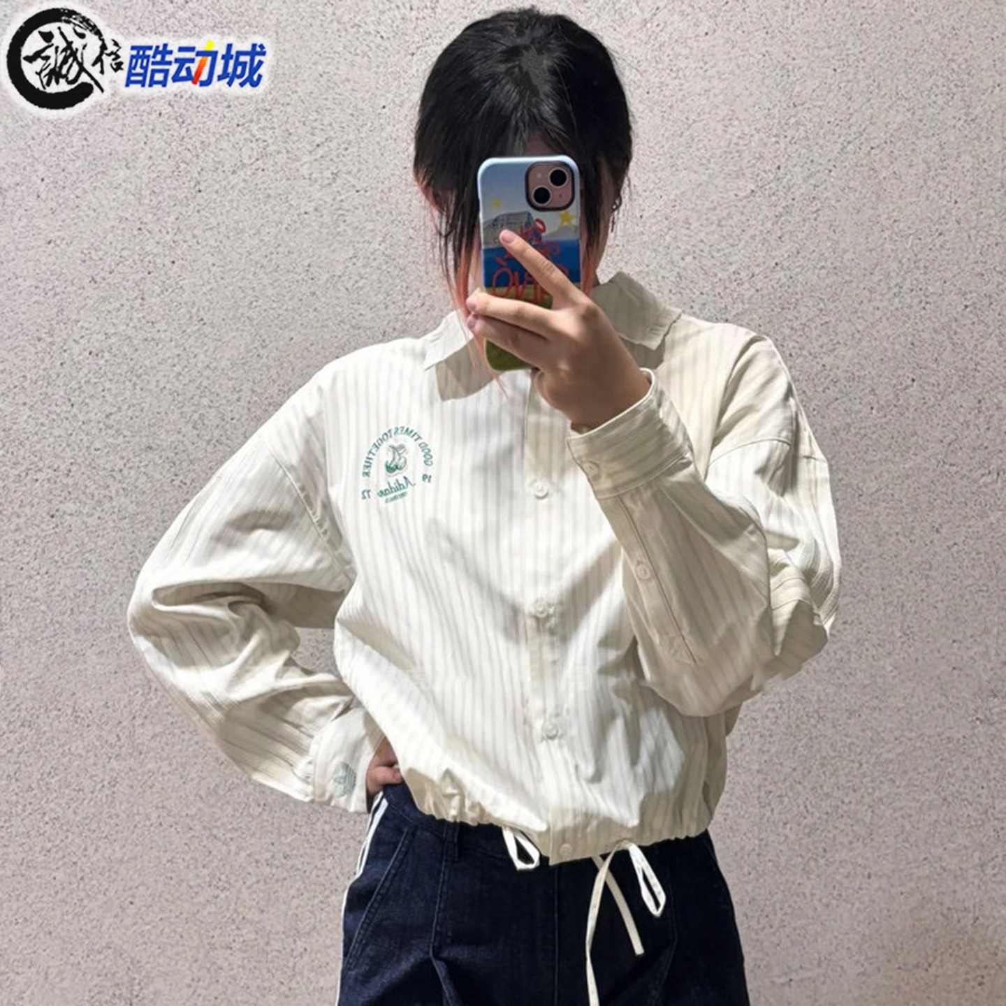 阿迪达斯女子蝴蝶结长袖衬衫