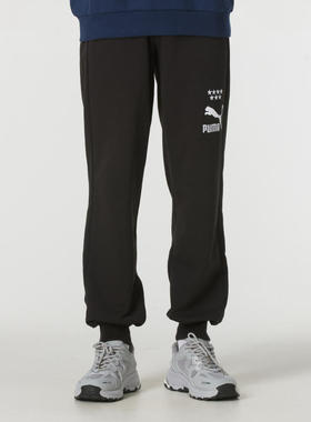 PUMA彪马男装2024秋新款针织休闲运动透气跑步束脚长裤 628095-01