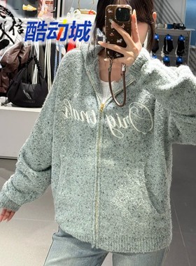 阿迪达斯三叶草女子新年款针织绒面运动连帽夹克外套 KT0717 0718