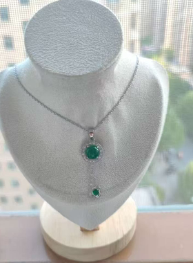 简约款精致帝王天然绿玉髓长款钥匙锁骨链优雅百搭奢华圆形吊坠