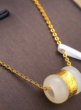 新款路路通和田玉转运珠吊坠小蛮腰金色时尚百搭款时尚古法传承