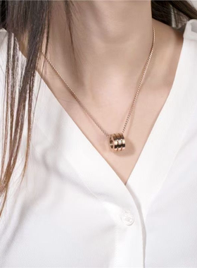 网红潮单钻小蛮腰钢钛项链玫瑰金气质时尚简约情侣礼物锁骨链女士