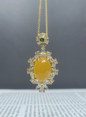 精致设计感百搭蛋面镶嵌黄玉髓豪华高级轻奢宫廷女款气质热卖项链
