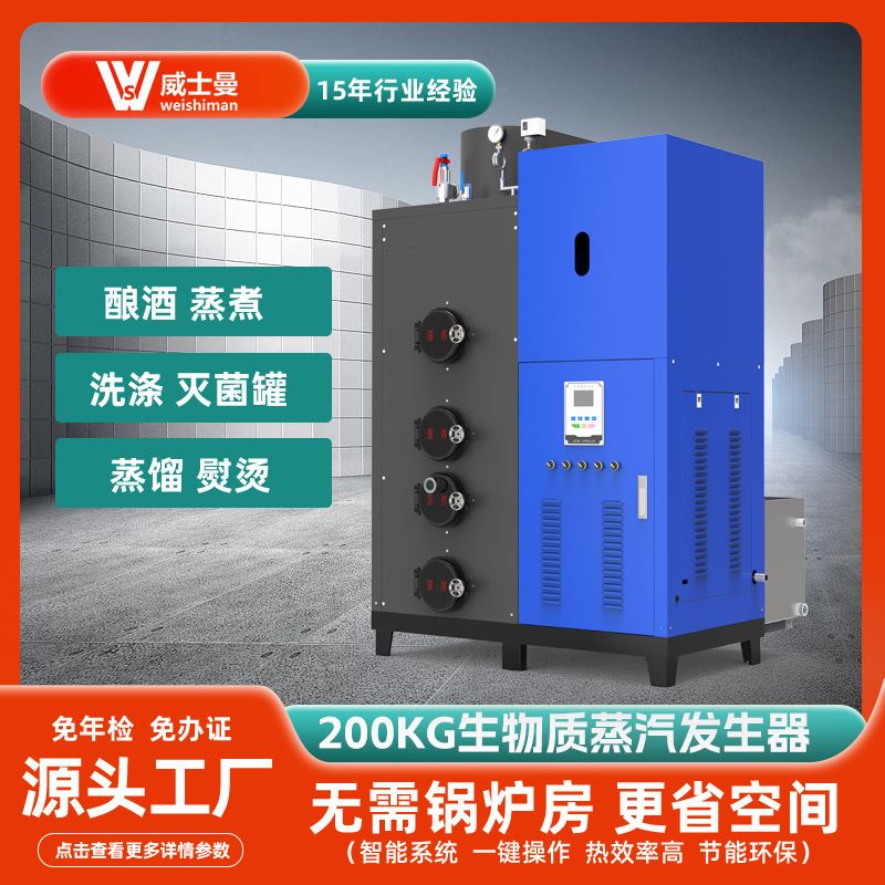 新款200kg小型蒸汽发生器蒸汽生物质全自动锅炉蒸汽机