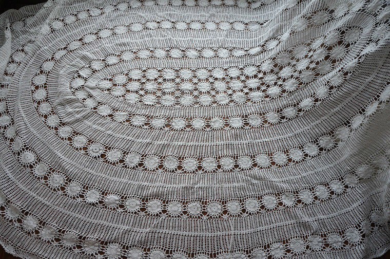 收藏纯棉细线钩针钩花满工椭圆床盖外单手工镂空床品床罩