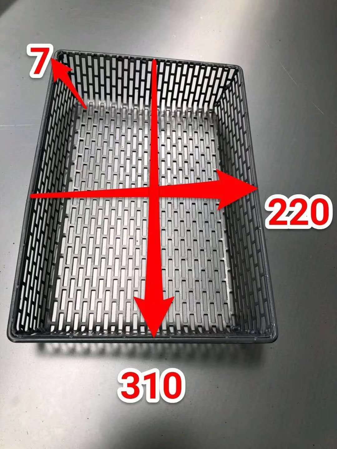 自动车床接料框不锈钢接料框310*220*70mm物料框长方孔圆孔料框