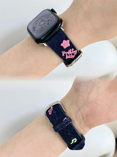 Applewatch帆布刺绣表带柔软皮质