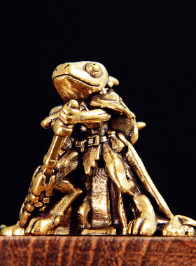 热销长裙蛙新款复古黄铜蛙办公桌面茶宠创意摆件装饰品