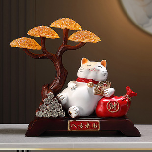 八方来财招财猫礼物开业大吉生意兴隆摆件朋友新店前台高档工艺品