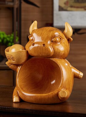 入户门钥匙收纳牛摆件创意客厅玄关茶几桌面新中式国潮古风装饰品