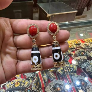 新款藏式女神款藏装搭配耳饰出游旅拍藏饰品天珠耳环藏潮耐用经典