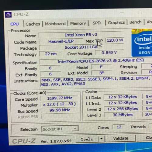 {议价}E5-2676V3 2.4G QS正显 内存三通道 其