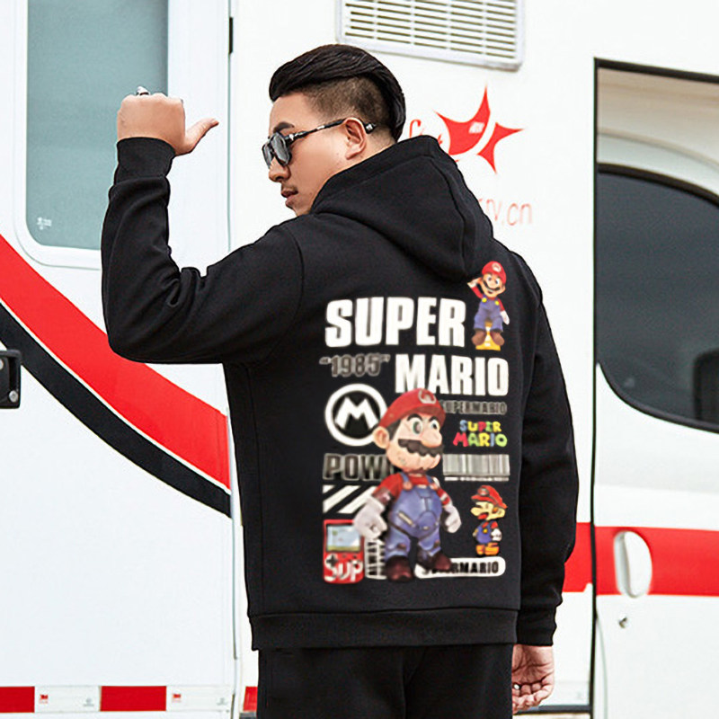 秋冬新款男士卫衣男款加肥加大号长袖t恤400斤加绒保暖连帽衫