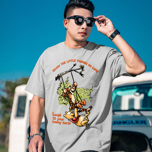 加肥加大400斤休闲宽松上衣圆领卡通半袖 体恤夏 t恤男新款 肥佬短袖