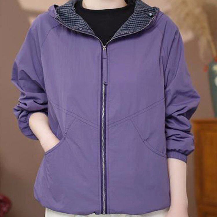 正品2026春季新款时尚连帽拼色洋气百搭薄款外套上衣女