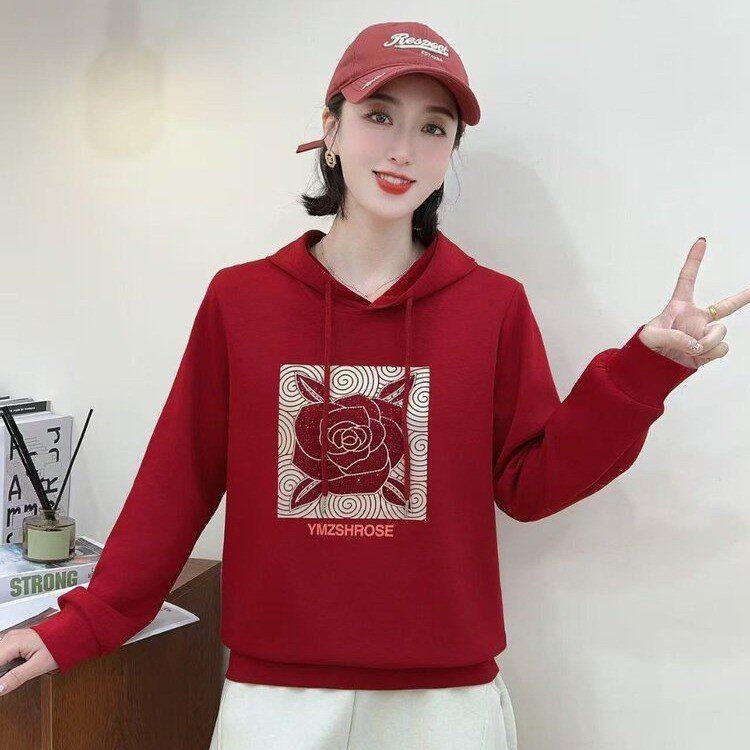 正品2026春季新款女士连帽卫衣休闲洋气时尚上衣女装