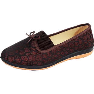 老北京布鞋女老人奶奶防滑软底中老年人新款透气平底妈妈鞋春秋季