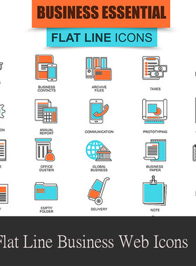 A0525矢量AI设计素材扁平化商务主题教育互联网络icons图标+SVG
