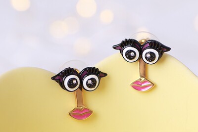 可爱嘴唇可拆后挂式耳钉