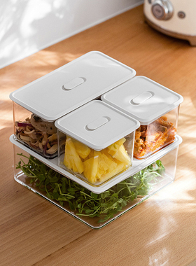 透明食品密封保鲜收纳盒厨房冰箱整理储物盒塑料蔬菜水果便当饭盒