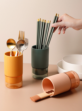 厨房筷子筒沥水餐具收纳盒置物架刀叉高颜值陶瓷筷架圆形桌面北欧