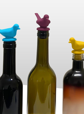 3D小鸟食品级硅胶红酒瓶塞酒瓶密封盖保鲜Silicone Wine Stopper