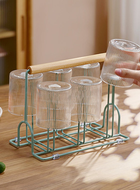 玻璃杯水杯挂架铁艺沥水置物架防尘杯架创意家用茶杯倒挂收纳架子