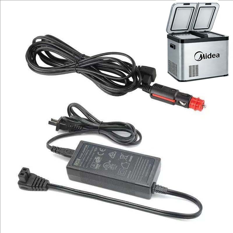 适用美的车载冰箱电源线12v24v车用充电线220v家用适配器转换插头