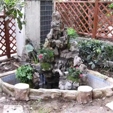 鱼池假山造景装饰龙骨石龟纹石