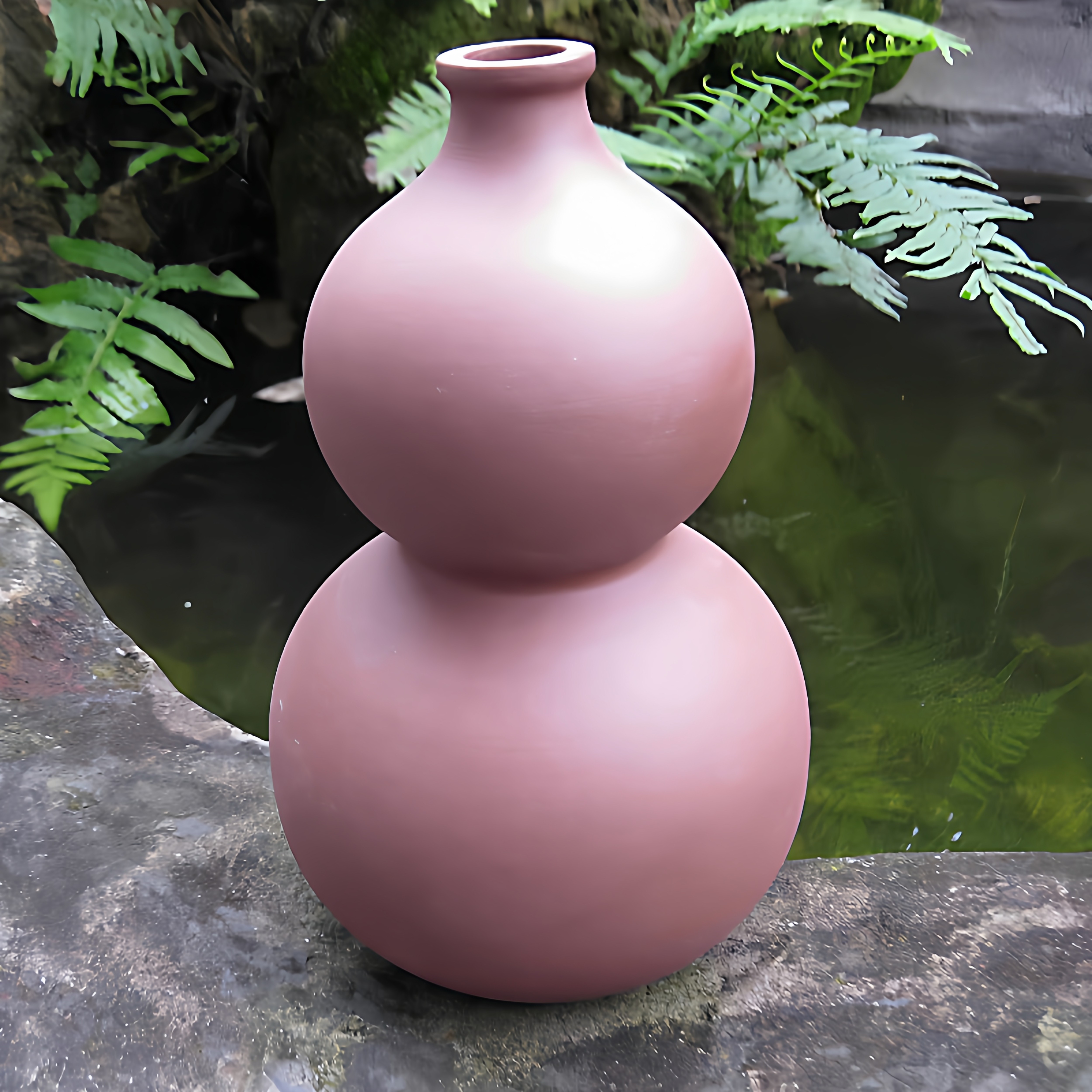 陶瓷喷水葫芦家居假山庭院鱼缸水族青花瓷葫芦流水复古装饰品摆件