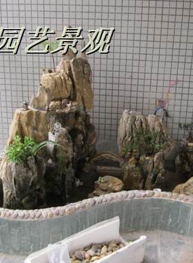 室内室外假山流水喷泉 鱼池假山 龟纹石假山 大型水景装饰工艺品