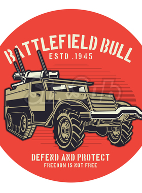 复古风格battlefield bull 战场野牛改装车贴贴花#12222