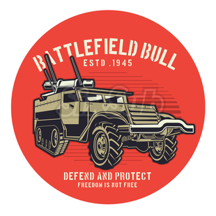 复古风格battlefield bull 战场野牛改装车贴贴花#12222