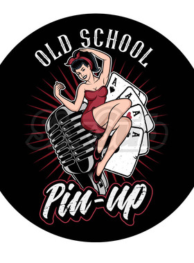 old school diner Pin up Girl幸运机车电车磁性镭射车贴#204019