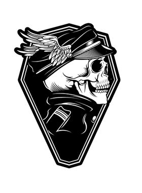 Skull Wings Hat戴船长帽的骷髅翅膀贴纸贴花#04041