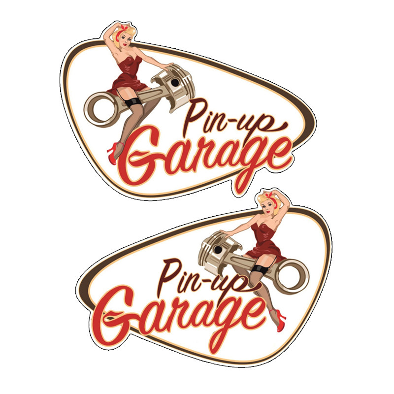 set li  re pin up cafe racer活塞女郎old school贴画贴花磁性