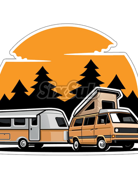 retro rv 拖挂房车 VANLIFE 露营装饰车贴41203#